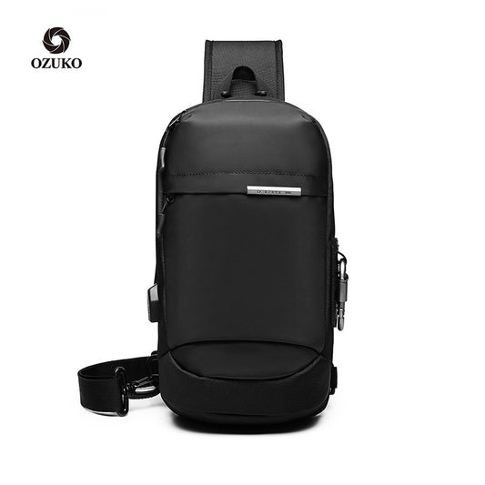 Ozuko new men's chest bag outdoor sports shoulder bag men's casual waterproof multi-function chest bag factory direct sale 