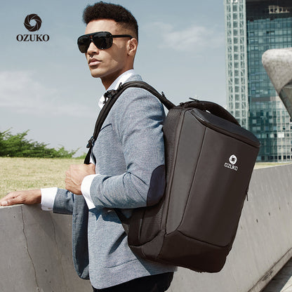 ozuko new business backpack men's outdoor multi-functional travel bag cross-border waterproof 17-inch computer backpack 