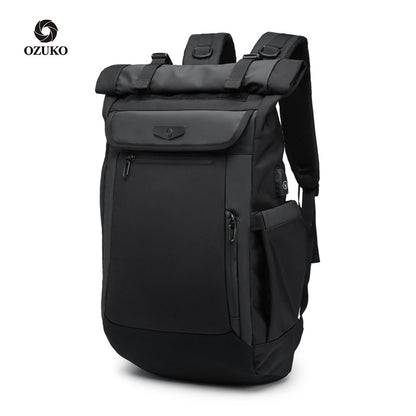 ozuko Korean style student backpack business travel laptop backpack outdoor leisure waterproof backpack for men 