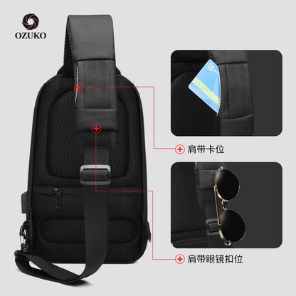 ozuko spot wholesale cross-body shoulder bag sports casual men's shoulder bag outdoor fashion trend chest bag for men 