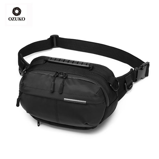 ozuko new waist bag outdoor large capacity men's shoulder bag sports leisure multi-functional chest bag waist bag 