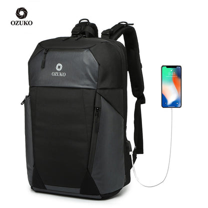 ozuko new waterproof college student backpack 15.6 inch business backpack college student Oxford cloth computer bag