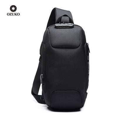 ozuko new men's chest bag trendy sports crossbody bag men's outdoor tactical waterproof men's bag shoulder bag 