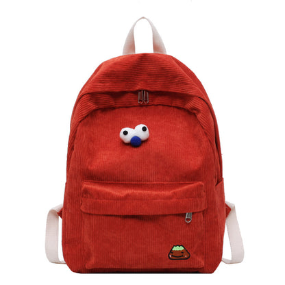 Corduroy backpack women's 2020 new trendy Korean version student campus backpack high school college student school bag