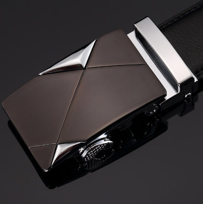 Belt men's genuine leather automatic buckle trousers belt for young and middle-aged students Korean version of the trendy business all-match pure cowhide belt for men 