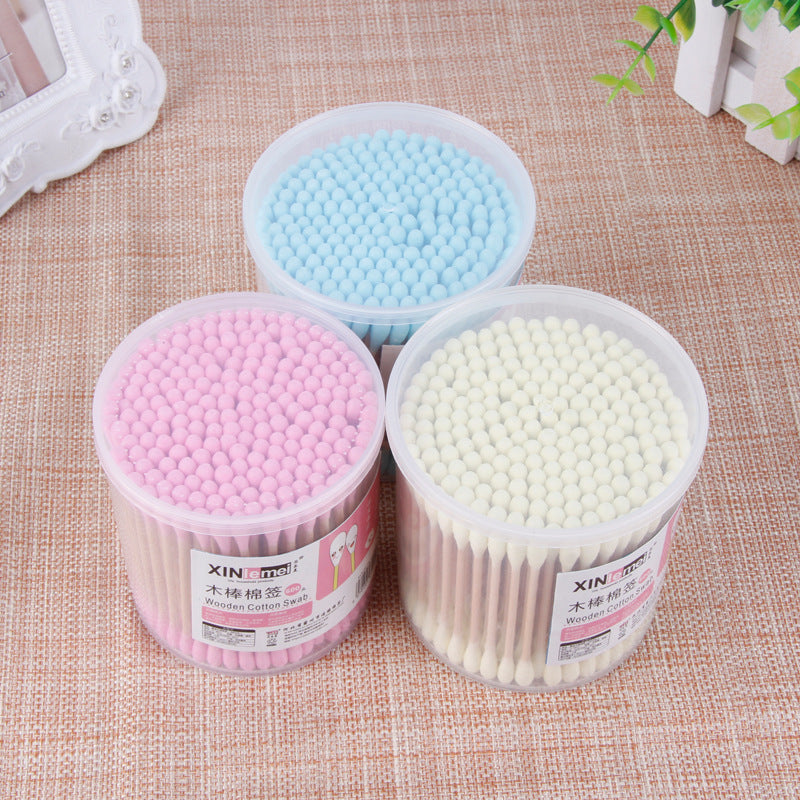 [Xinlemei] Manufacturer of disposable bamboo wooden swab cotton swabs for beauty makeup colored cotton color cleansing makeup cotton swabs 200 pieces/box