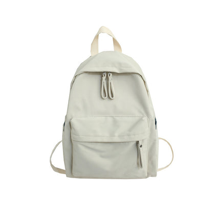 Simple and versatile solid color backpack for women's college birthday, college style school bag, female forest style middle school student trendy backpack 