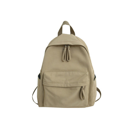 Simple and versatile solid color backpack for women's college birthday, college style school bag, female forest style middle school student trendy backpack 