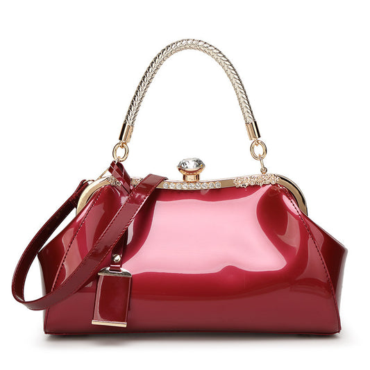 New 2023 European and American Fashion Patent Leather Glossy Women's Bag Bridal Wedding Handbag Women's Shoulder Bag Crossbody Bag 