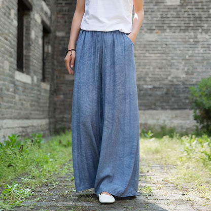 23 spring and summer national style improved Tencel tie-dye yoga loose travel leisure tea service literary and elegant trousers wide-leg pants 