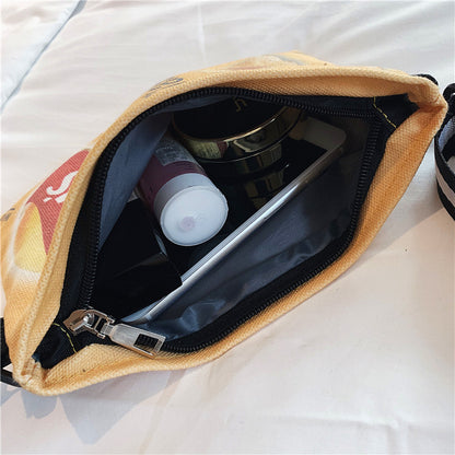 2020 New Funny Small Bag Women's Bag Versatile Potato Chips Personality Trendy Creative Lazy Style Cute Canvas Crossbody Bag 