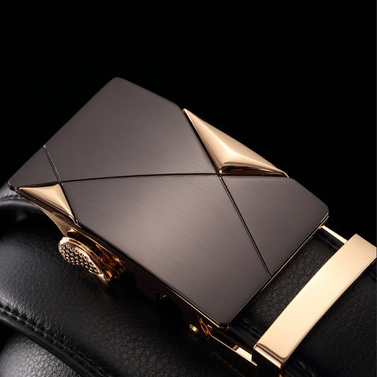 Belt men's genuine leather automatic buckle trousers belt for young and middle-aged students Korean version of the trendy business all-match pure cowhide belt for men 