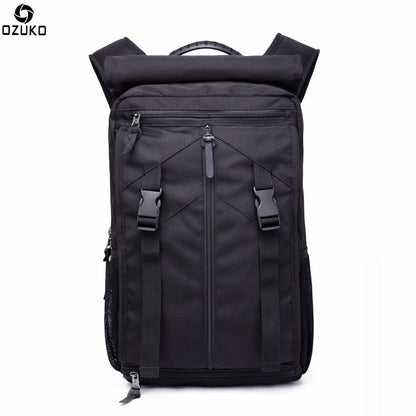Ozuko New Backpack Male Student Backpack Oxford Cloth Waterproof Casual Large Capacity Computer Bag Logo 