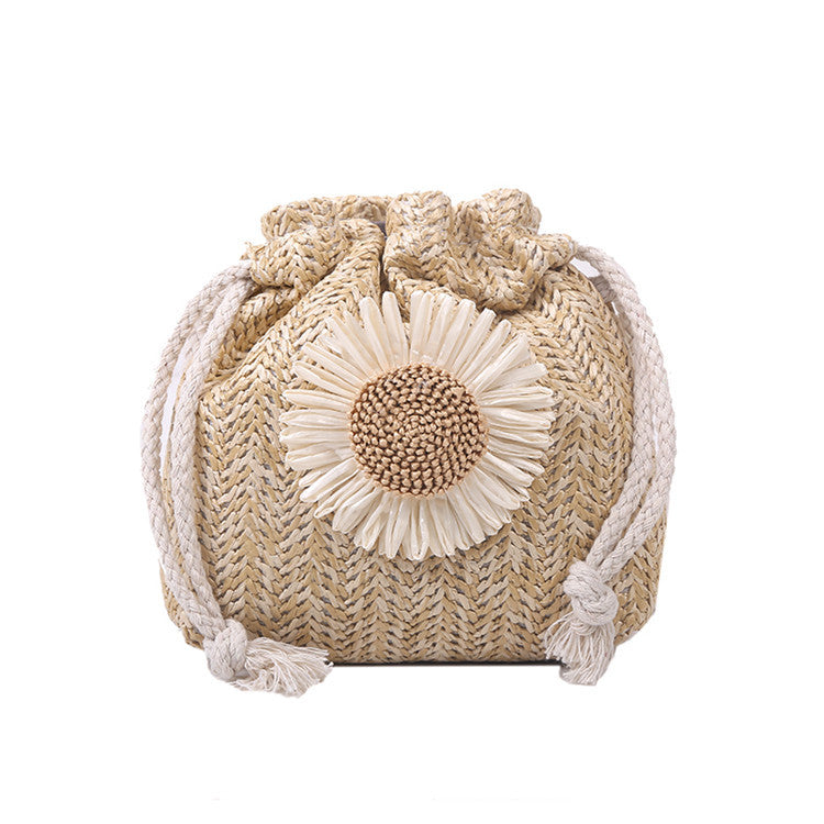 Woven bags for women, new trendy 2020 summer straw woven cute ins bucket bag, personalized girly shoulder crossbody bag 