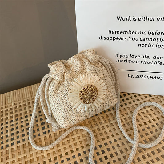 Woven bags for women, new trendy 2020 summer straw woven cute ins bucket bag, personalized girly shoulder crossbody bag 