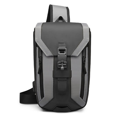 Ozuko new men's cross-body bag casual usb men's chest bag trendy brand waterproof chest bag men's cross-body chest bag 