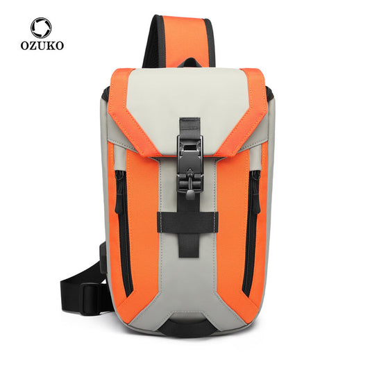 Ozuko new men's cross-body bag casual usb men's chest bag trendy brand waterproof chest bag men's cross-body chest bag 