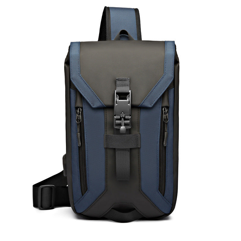 Ozuko new men's cross-body bag casual usb men's chest bag trendy brand waterproof chest bag men's cross-body chest bag 