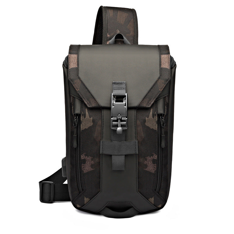 Ozuko new men's cross-body bag casual usb men's chest bag trendy brand waterproof chest bag men's cross-body chest bag 