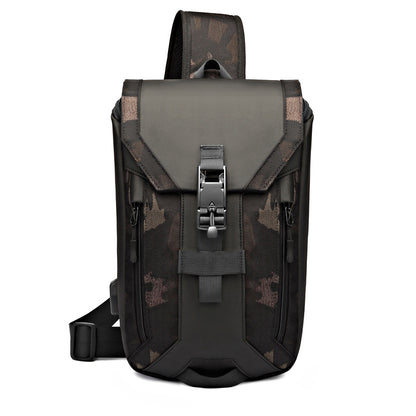 Ozuko new men's cross-body bag casual usb men's chest bag trendy brand waterproof chest bag men's cross-body chest bag 