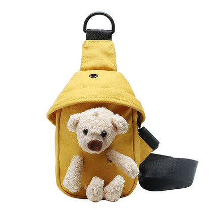 Girls Bags 2020 New Bear Bag Canvas Chest Bag Internet Celebrity Cute Student Crossbody Bag Personalized Waist Bag Trendy 