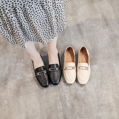 British style small leather shoes women's 2023 new spring and summer women's shoes slip-on peas shoes all-match flat shoes 