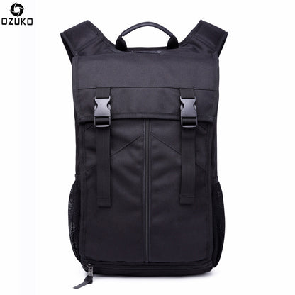 Ozuko New Backpack Male Student Backpack Oxford Cloth Waterproof Casual Large Capacity Computer Bag Logo 