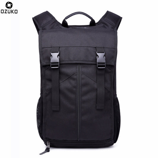 Ozuko New Backpack Male Student Backpack Oxford Cloth Waterproof Casual Large Capacity Computer Bag Logo 