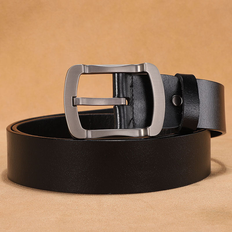 Cross-border supply of goods men's belt pin buckle leather men's belt cowhide middle-aged and young retro trousers factory direct sales 
