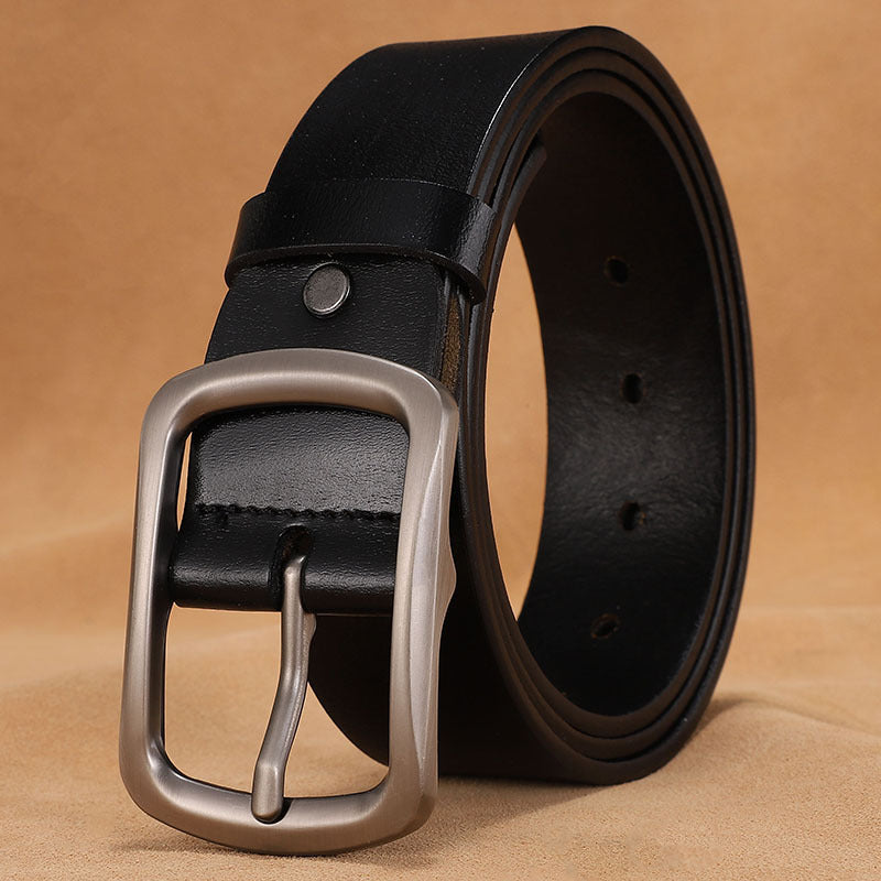 Cross-border supply of goods men's belt pin buckle leather men's belt cowhide middle-aged and young retro trousers factory direct sales 