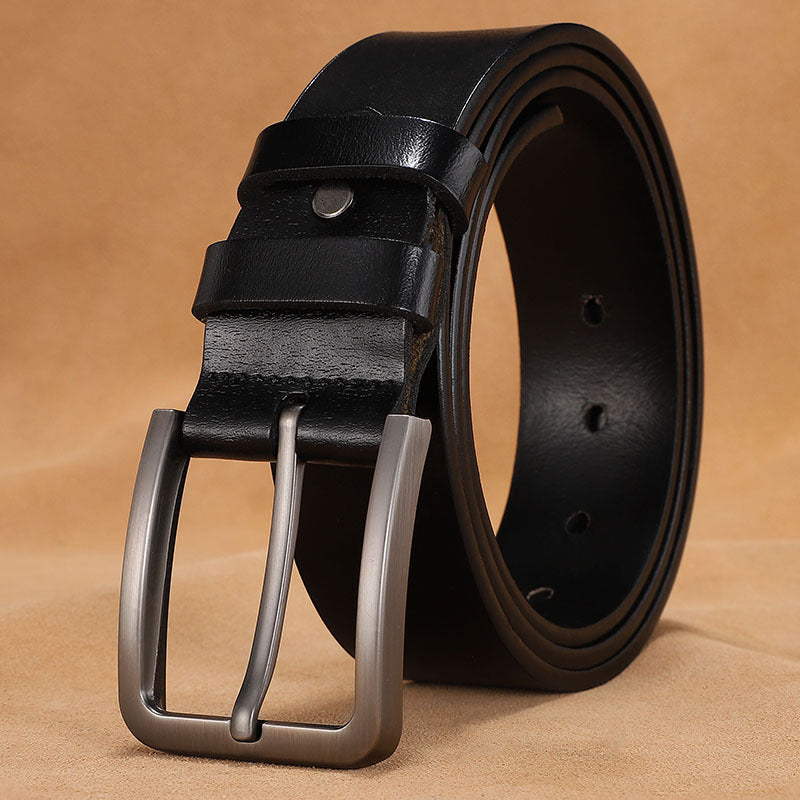 Cross-border supply of goods men's belt pin buckle leather men's belt cowhide middle-aged and young retro trousers factory direct sales 