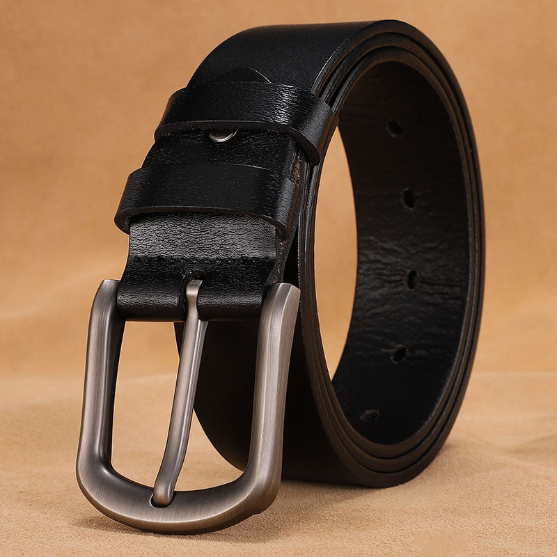 Cross-border supply of goods men's belt pin buckle leather men's belt cowhide middle-aged and young retro trousers factory direct sales 