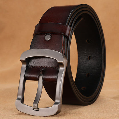 Cross-border supply of goods men's belt pin buckle leather men's belt cowhide middle-aged and young retro trousers factory direct sales 