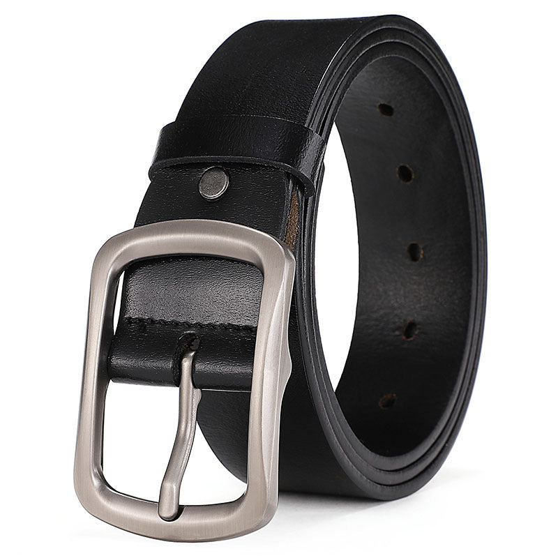Cross-border supply of goods men's belt pin buckle leather men's belt cowhide middle-aged and young retro trousers factory direct sales 