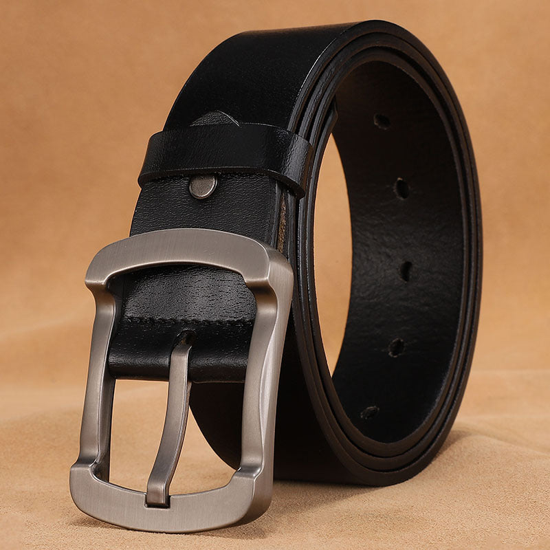 Cross-border supply of goods men's belt pin buckle leather men's belt cowhide middle-aged and young retro trousers factory direct sales 