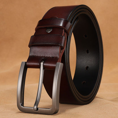 Cross-border supply of goods men's belt pin buckle leather men's belt cowhide middle-aged and young retro trousers factory direct sales 