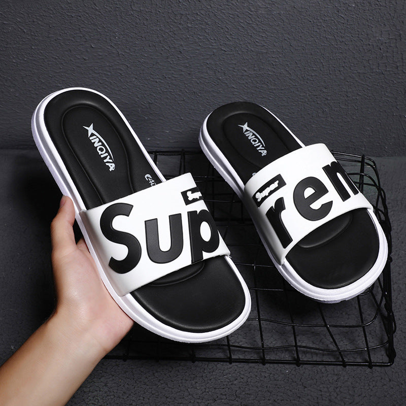 2023 new slippers men s summer tide fashion all match outdoor wear outdoor beach word sandals and slippers home indoor slippers 7 MART