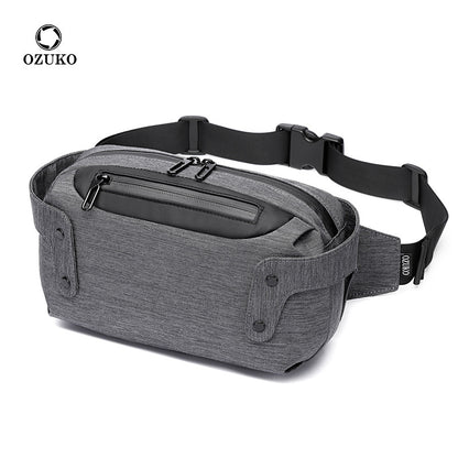 Ozuko Sports Waist Bag Men's Bag Outdoor Waterproof Business Men's Chest Bag Fashionable Functional Shoulder Messenger Bag Men