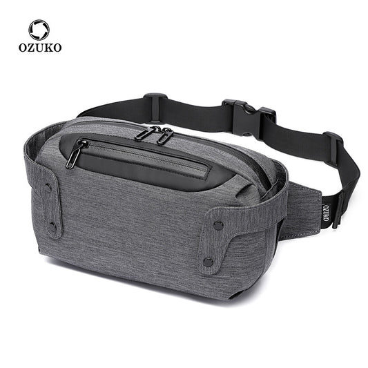Ozuko Sports Waist Bag Men's Bag Outdoor Waterproof Business Men's Chest Bag Fashionable Functional Shoulder Messenger Bag Men