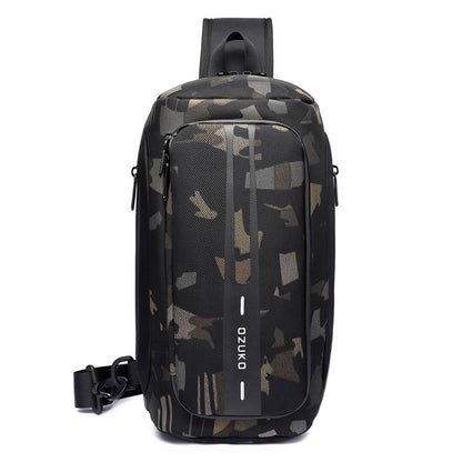 Ozuko functional chest bag men's sports waterproof crossbody bag men's outdoor multifunctional shoulder crossbody bag 