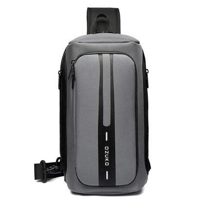 Ozuko functional chest bag men's sports waterproof crossbody bag men's outdoor multifunctional shoulder crossbody bag 