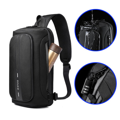 Ozuko functional chest bag men's sports waterproof crossbody bag men's outdoor multifunctional shoulder crossbody bag 