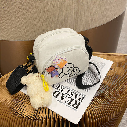 Japanese Harajuku chic cute cartoon canvas bag vintage girl crossbody bag Korean ins soft girl small bag
