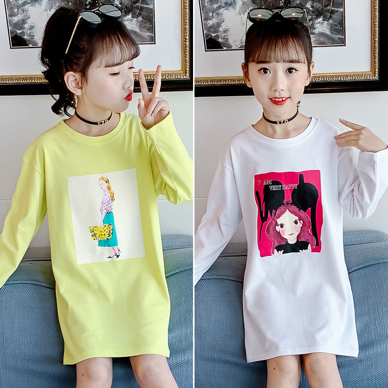 Girls T-shirt 2024 new spring and autumn long-sleeved T
