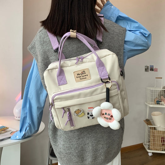 ins flower handbag forest girl student versatile crossbody bag 2023 new trendy internet celebrity backpack backpack 