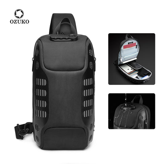 ozuko new waterproof men's chest bag trendy fashion cross-shoulder bag men's sports trendy brand business chest bag wholesale 