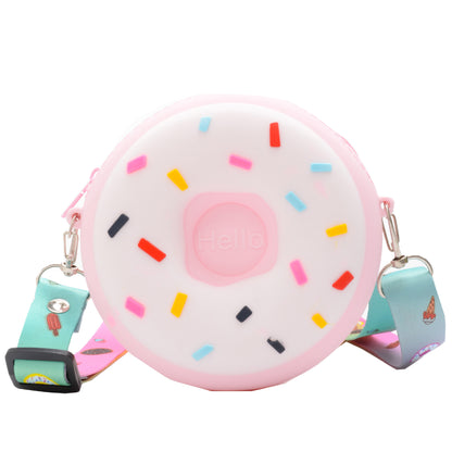 Donut children's bag, cute children's cross-body bag, silicone children's coin purse, Japanese baby accessories bag
