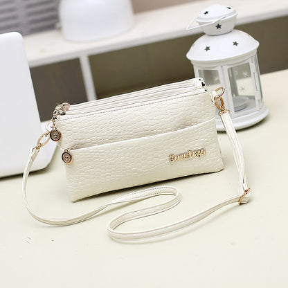 New 2023 women's bag Korean style summer trendy portable one-shoulder cross-body women's bag crocodile pattern clutch bag three-compartment small bag 