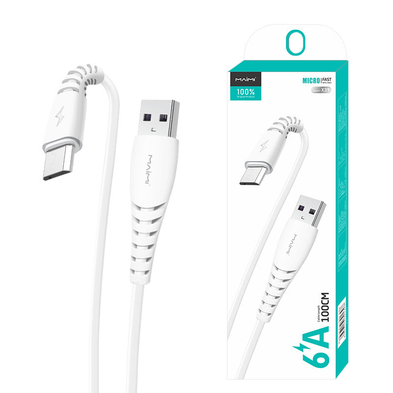 麦靡X39适用安卓Type-C快充6A数据线闪充QC3.0充电器线