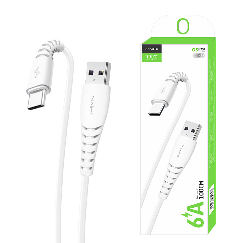 麦靡X39适用iPhone安卓Type-C快充6A加长2米充电线闪充数据线